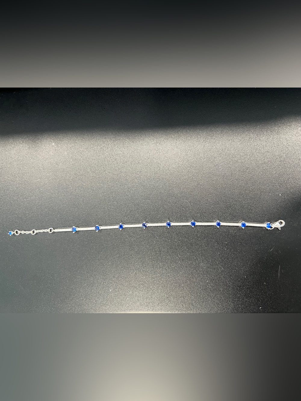 Pandora Sterling Silver Blue Crystal Station Bracelet